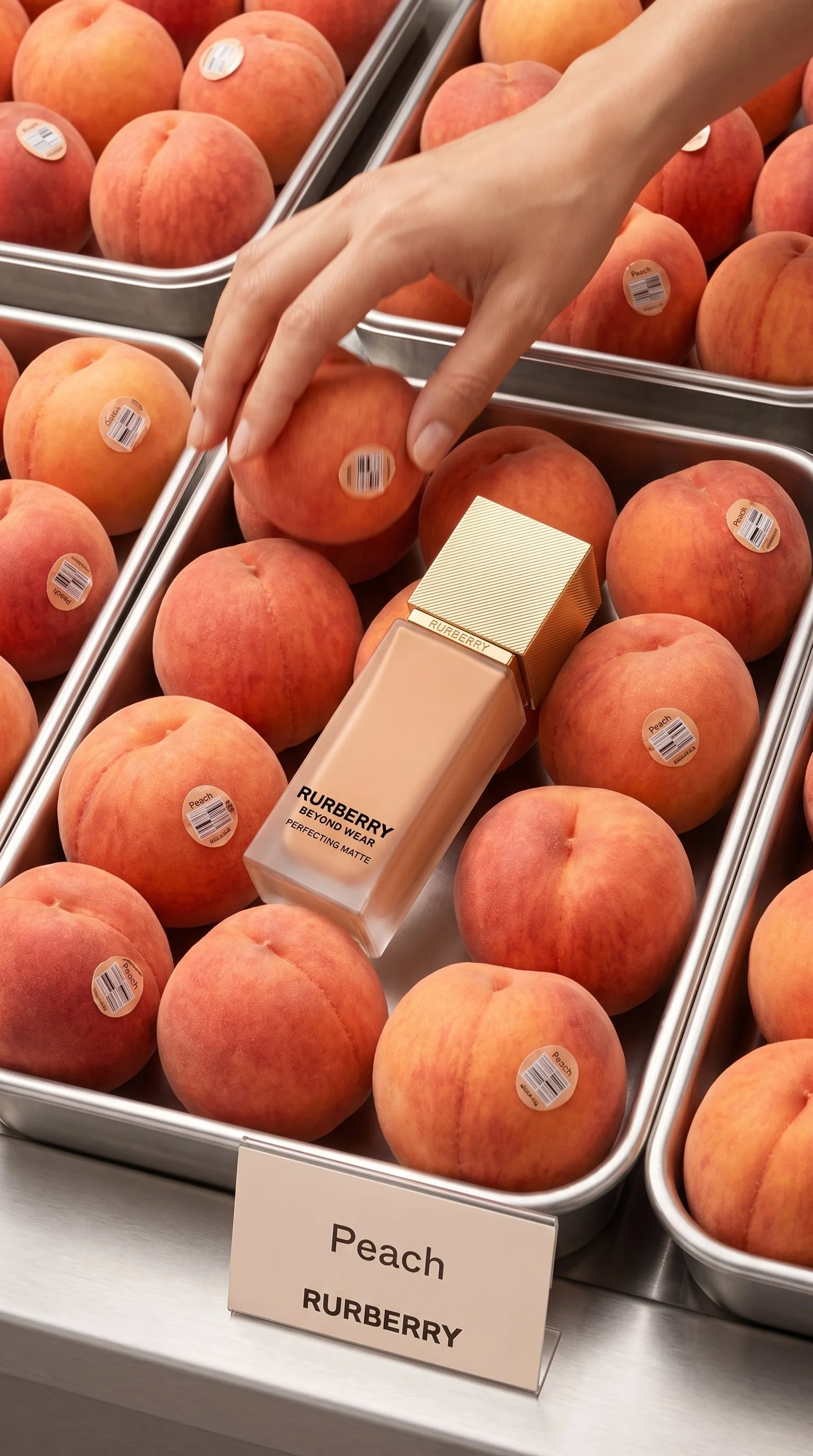 Peach trays with product — scene reference