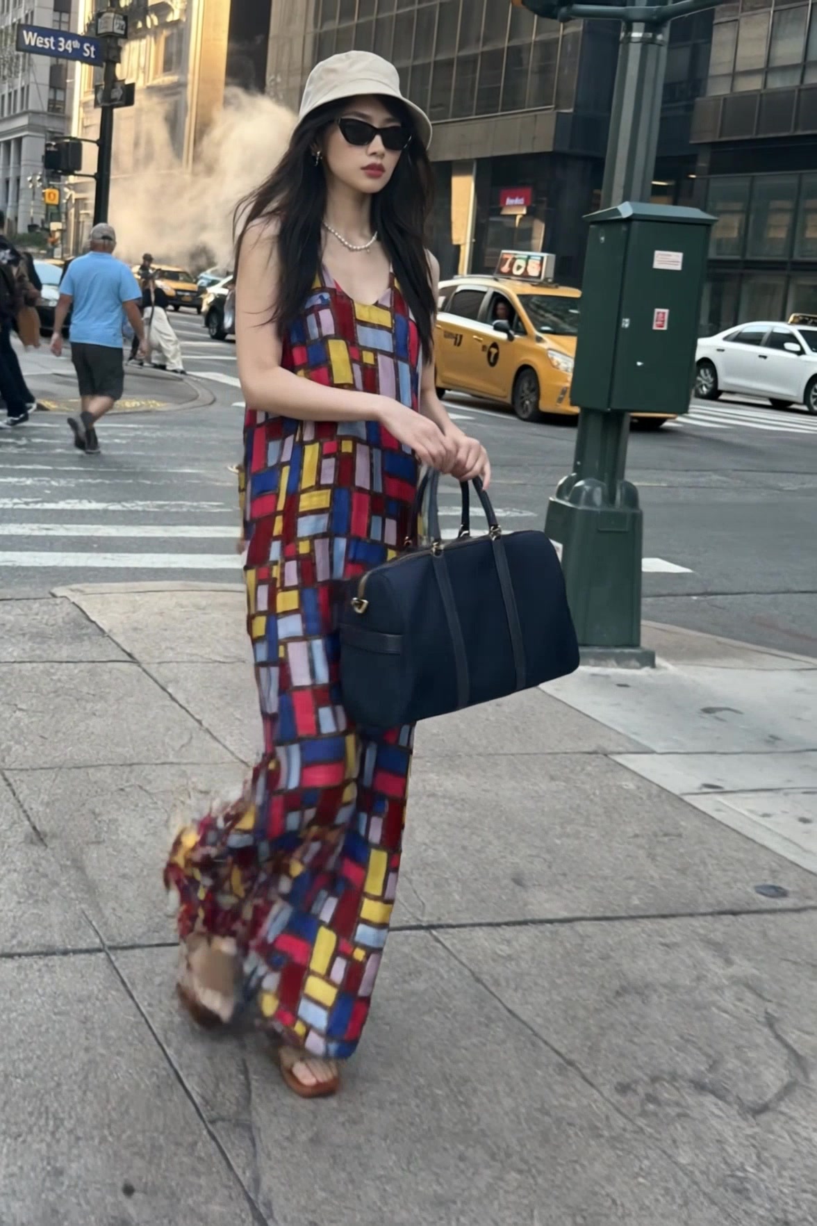 NYC Street Walk - Colorful Maxi Dress